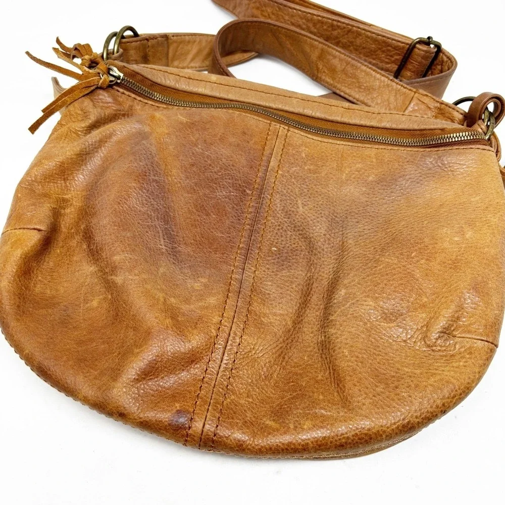 Lucky‎ Brand Brown Leather Hobo Shoulder Bag Purse Women Adjustable Strap